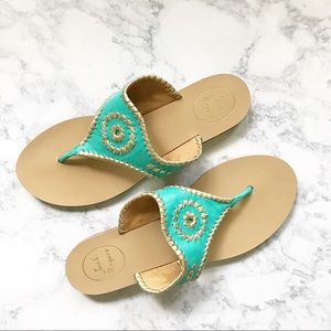 Jack Rogers Blair Blue gold sandal sz 9.5